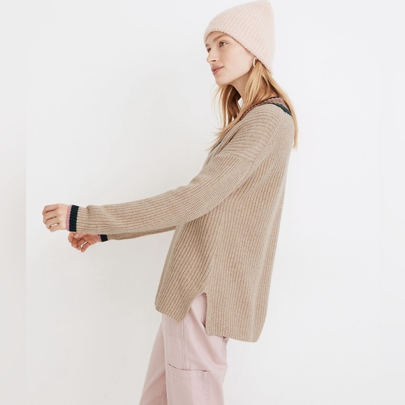 Madewell Tipped Forrest V-Neck Sweater - Picture 2 of 8